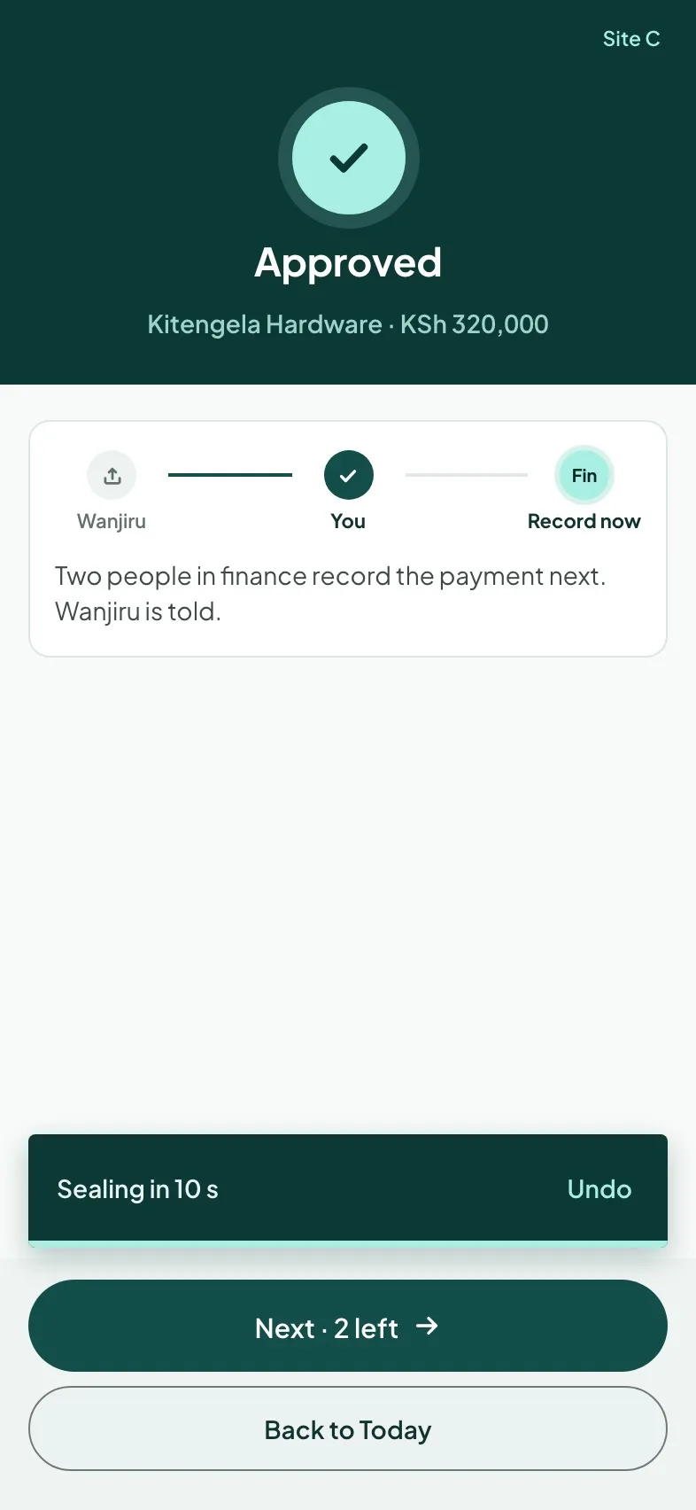 The real Kikao app (demo company) — step 3