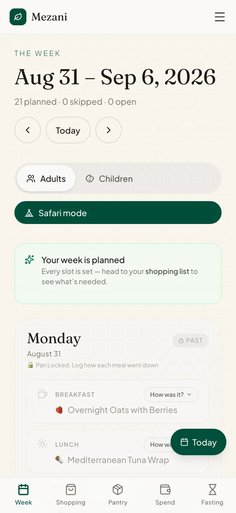 The real Mezani app — step 1