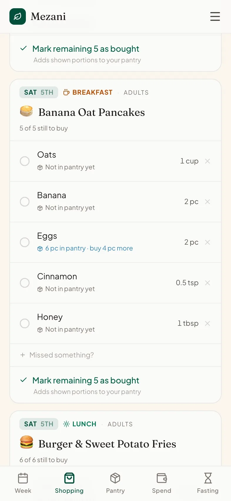 The real Mezani app — step 2