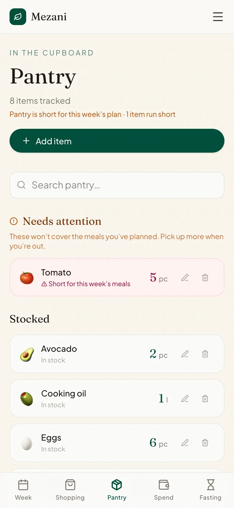 The real Mezani app — step 3